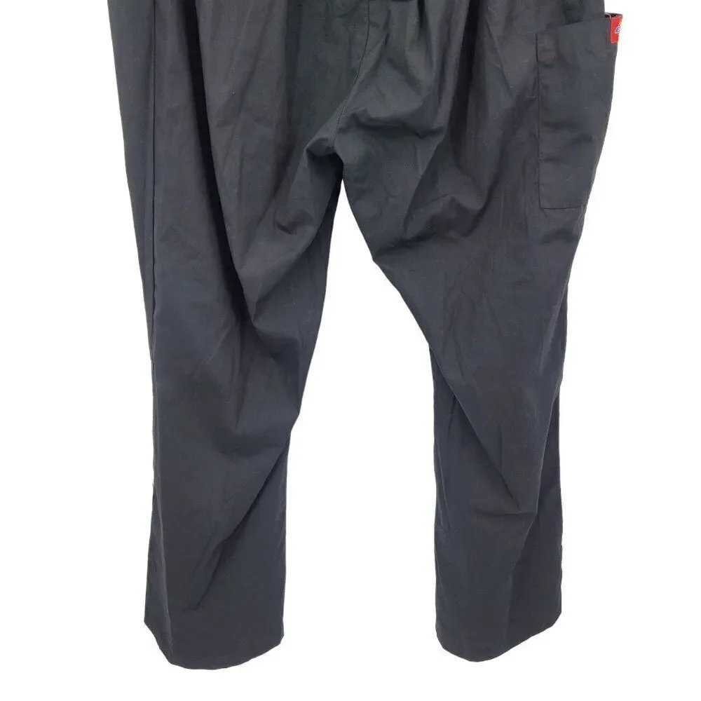 Dickies Black 2X TL Work Pant Elastic Drawstring Waist Pocket Lightweight Cotton